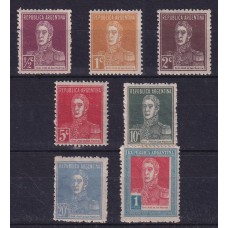 ARGENTINA 1927 GJ 626/32 ESTAMPILLAS NUEVAS CON GOMA ALGUNAS MINT SERIE COMPLETA FILIGRANA AHORRO POSTAL  U$ 97